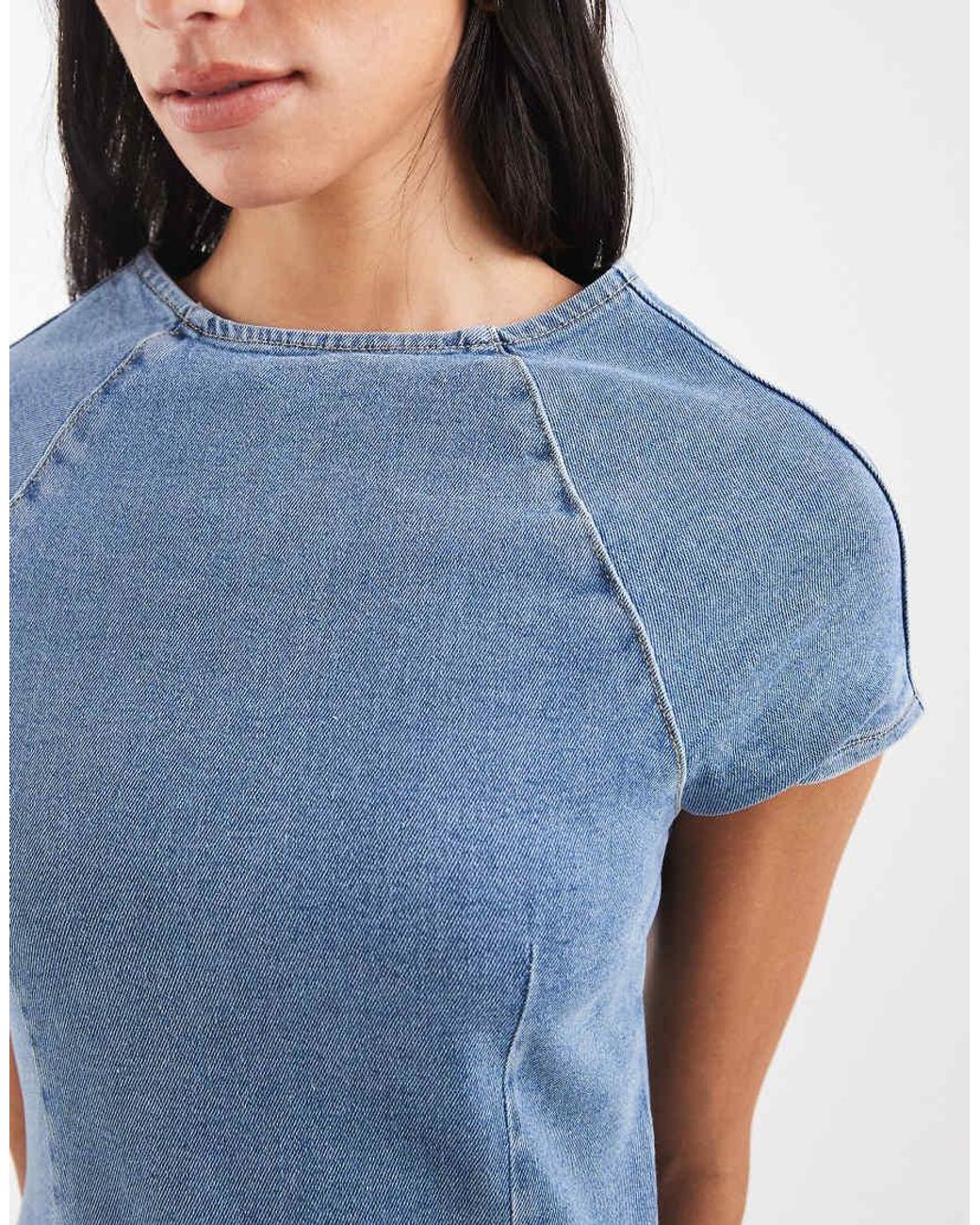 ASOS Blue Bodycon Raglan Sleeve Denim Mini Dress