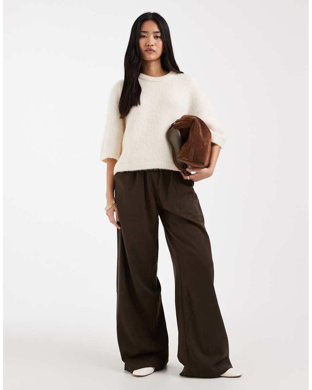 & Other Stories Natural Mohair And Wool Mix Short Sleeve Boxy Sweater