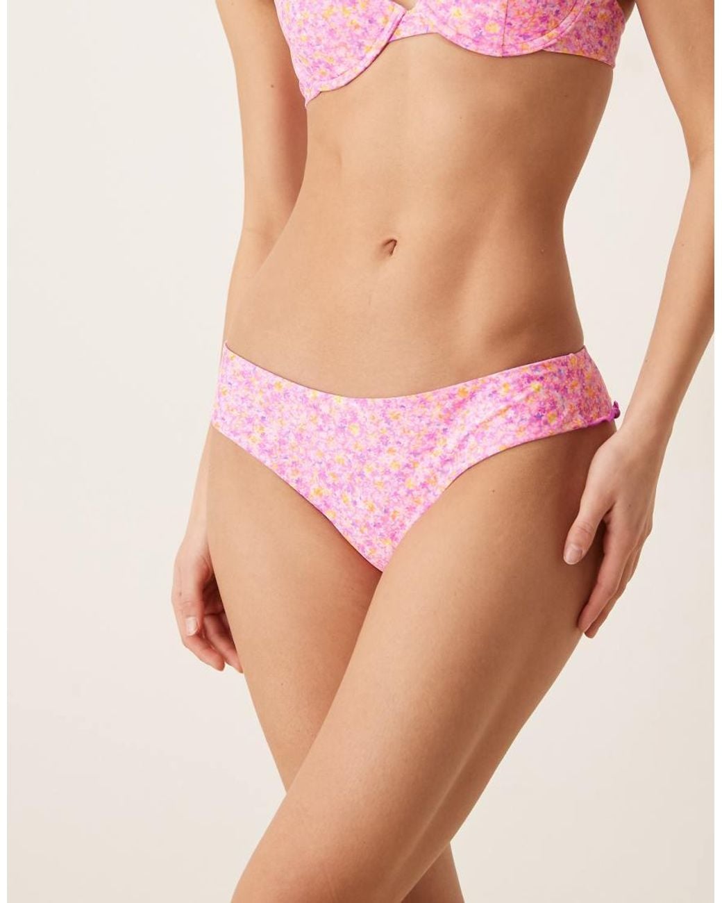 Kulani Kinis Pink Gelato Bloom Lettuce Thong Bikini Bottom