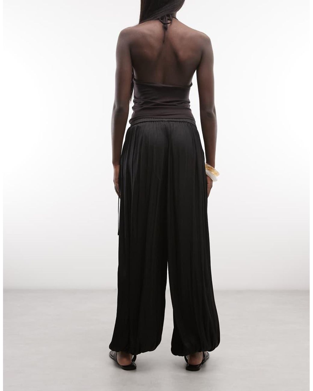 AllSaints Black Eshe Tie Detail Pleated Balloon Trousers