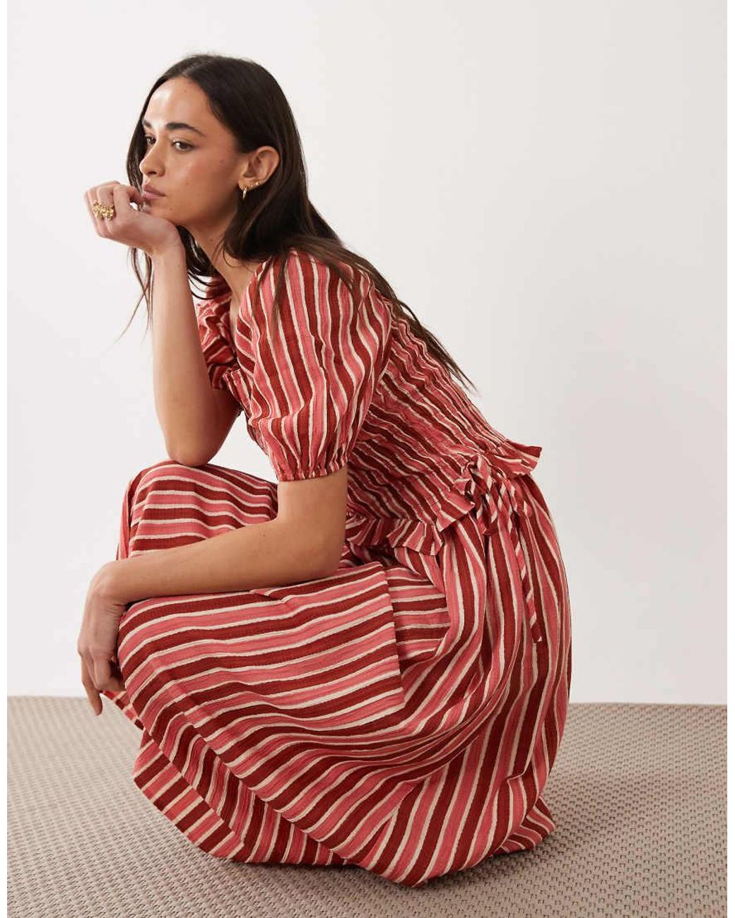 Wednesday's Girl Wednesdays Girl Shirred Puff Sleeve Midaxi Dress