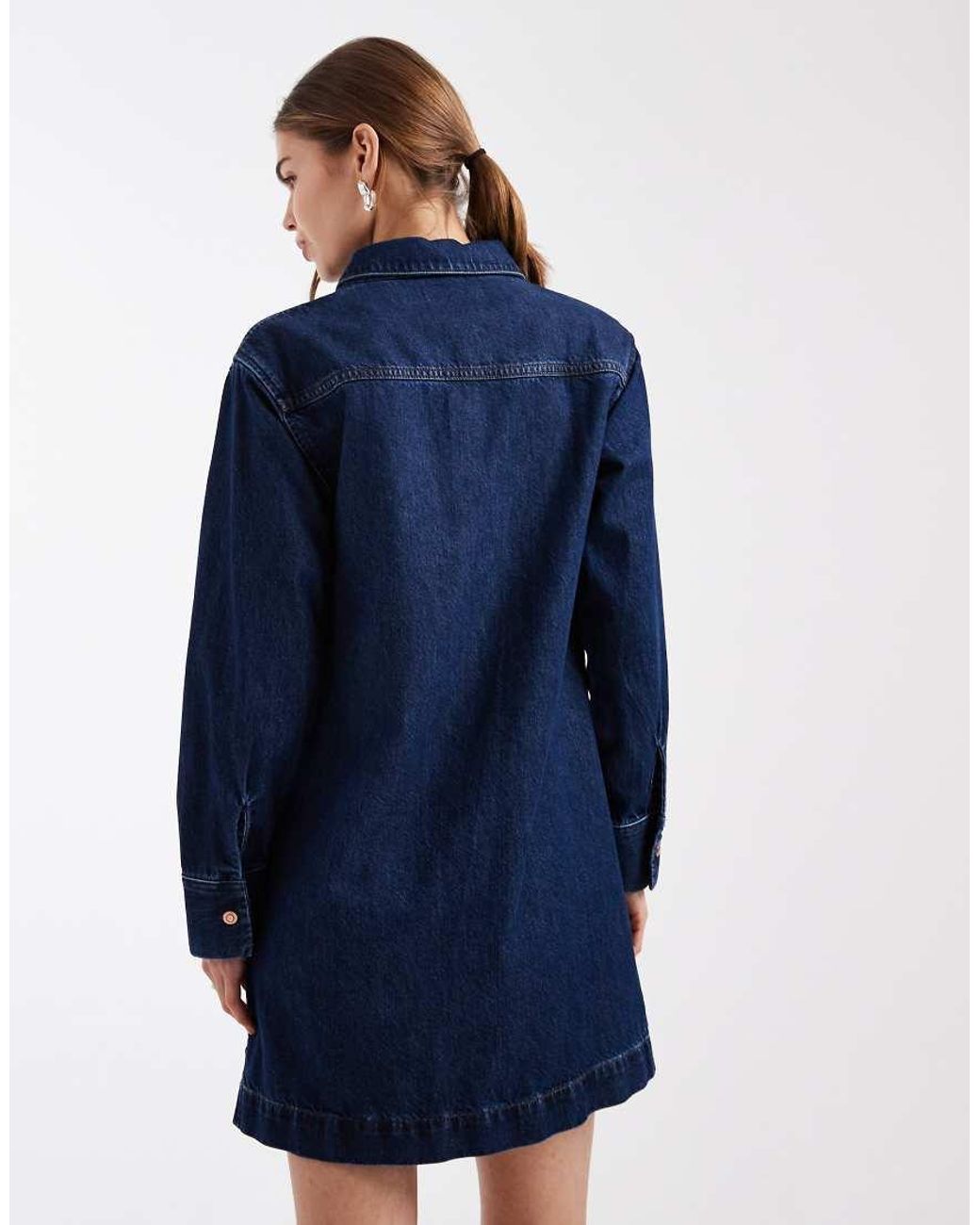 New Look Blue Denim Tunic Long Sleeve Midi Dress