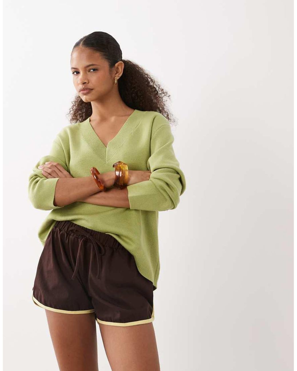 ASOS Hardloopshort Met Contrasterende Biezen in het Green