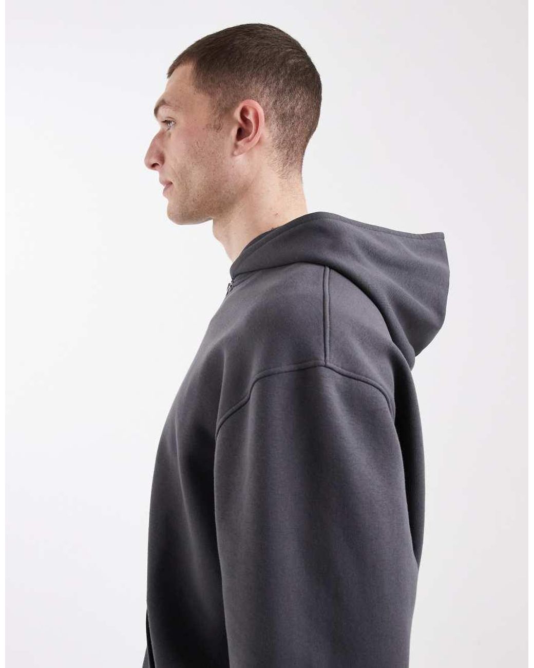 ASOS Blue Essentials Relaxed Zip Through Hoodie for men