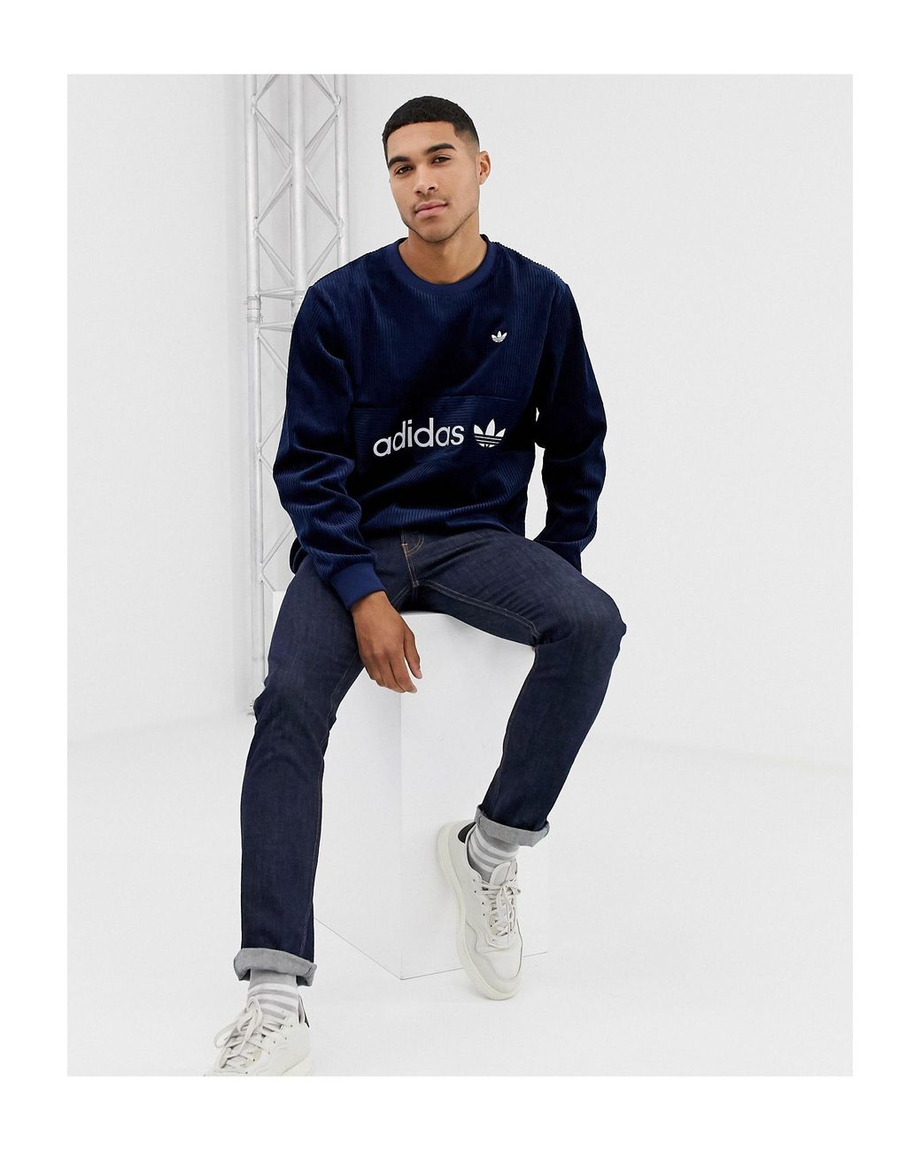 adidas Originals – Samstag Premium – Cord-Sweatshirt in Blau für Herren |  Lyst DE