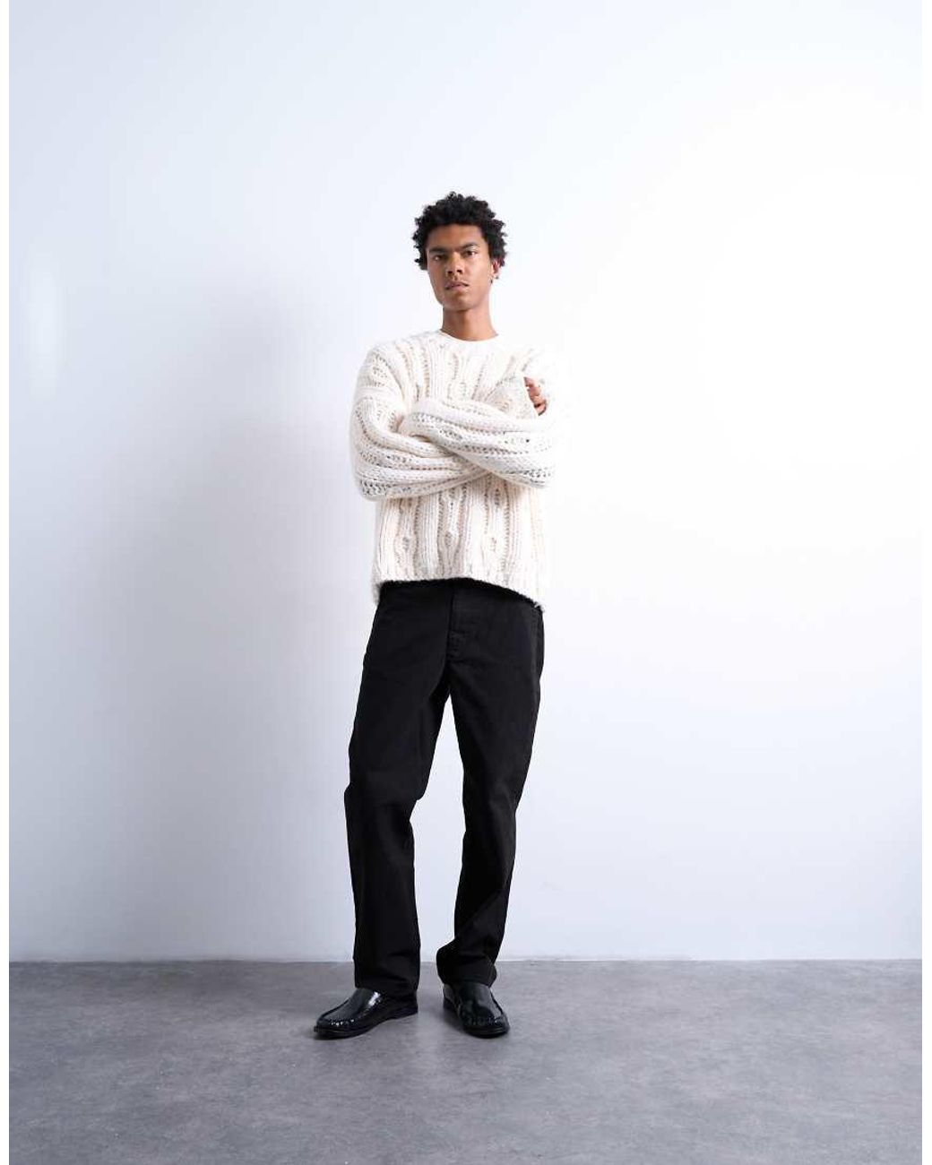 Topman White Straight Fit Canvas Trouser for men