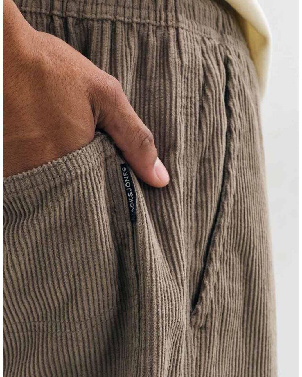 Jack & Jones Natural Drawstring Cord Trousers for men