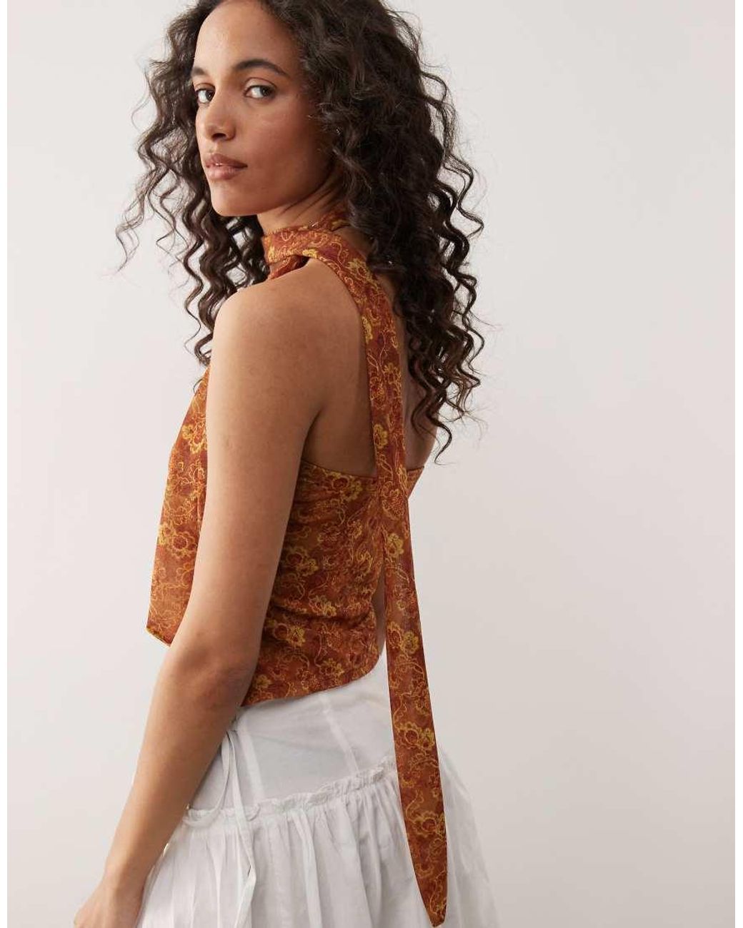 Reclaimed Vintage Brown Bandeau Top With Scarf