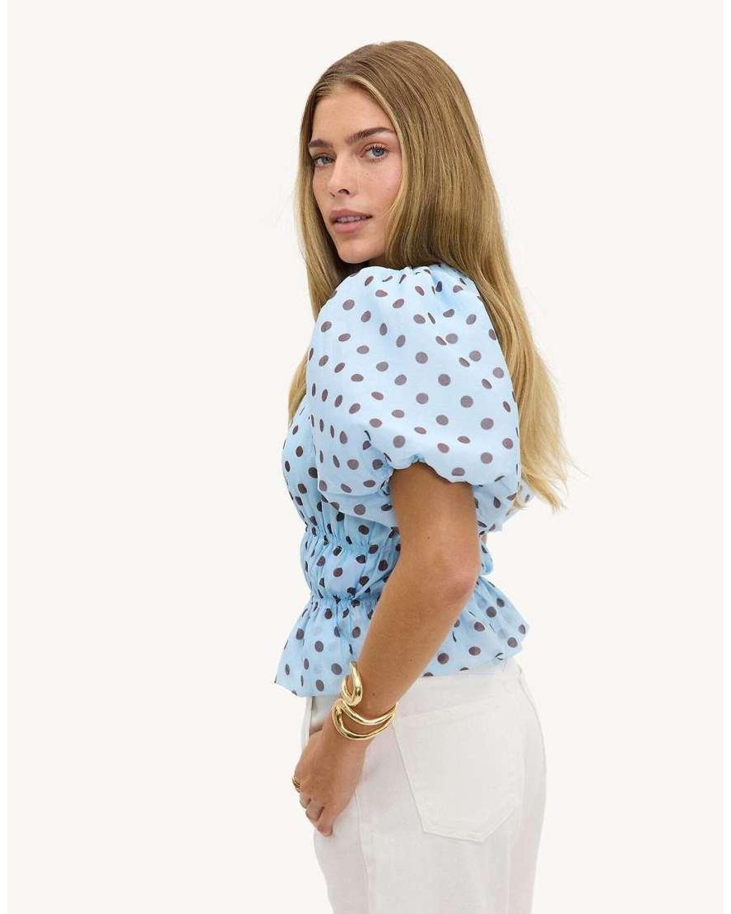 Loavies Blue Vivid Love Polka Dot Top