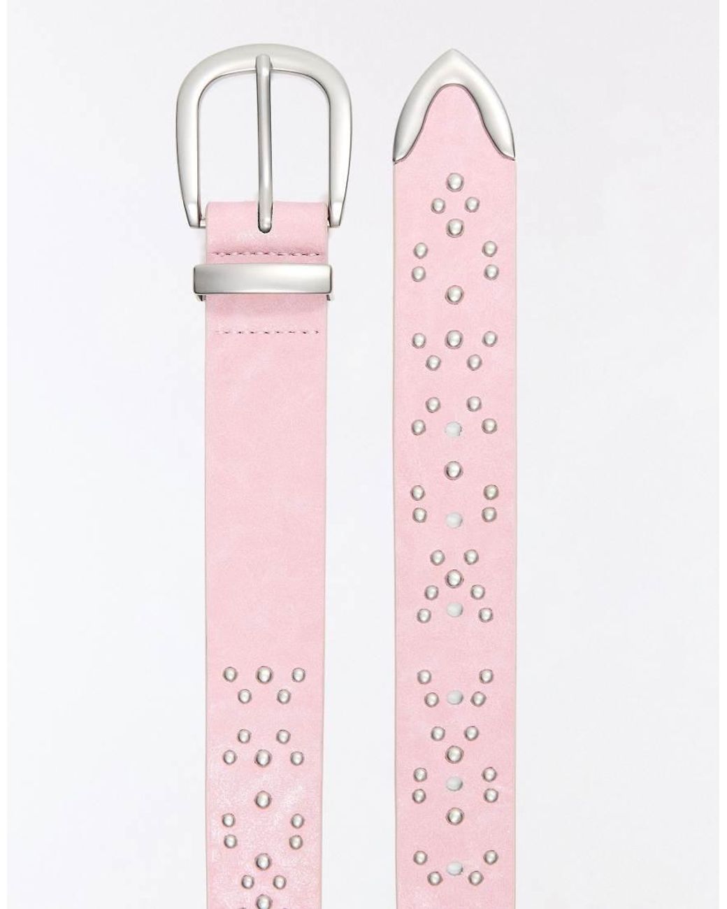 Bershka Pink Studded Cowboy Belt for men