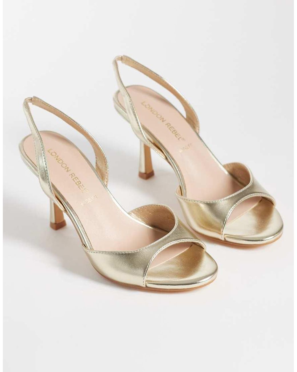 London Rebel Metallic Nora Peep Toe High Heeled Sandals