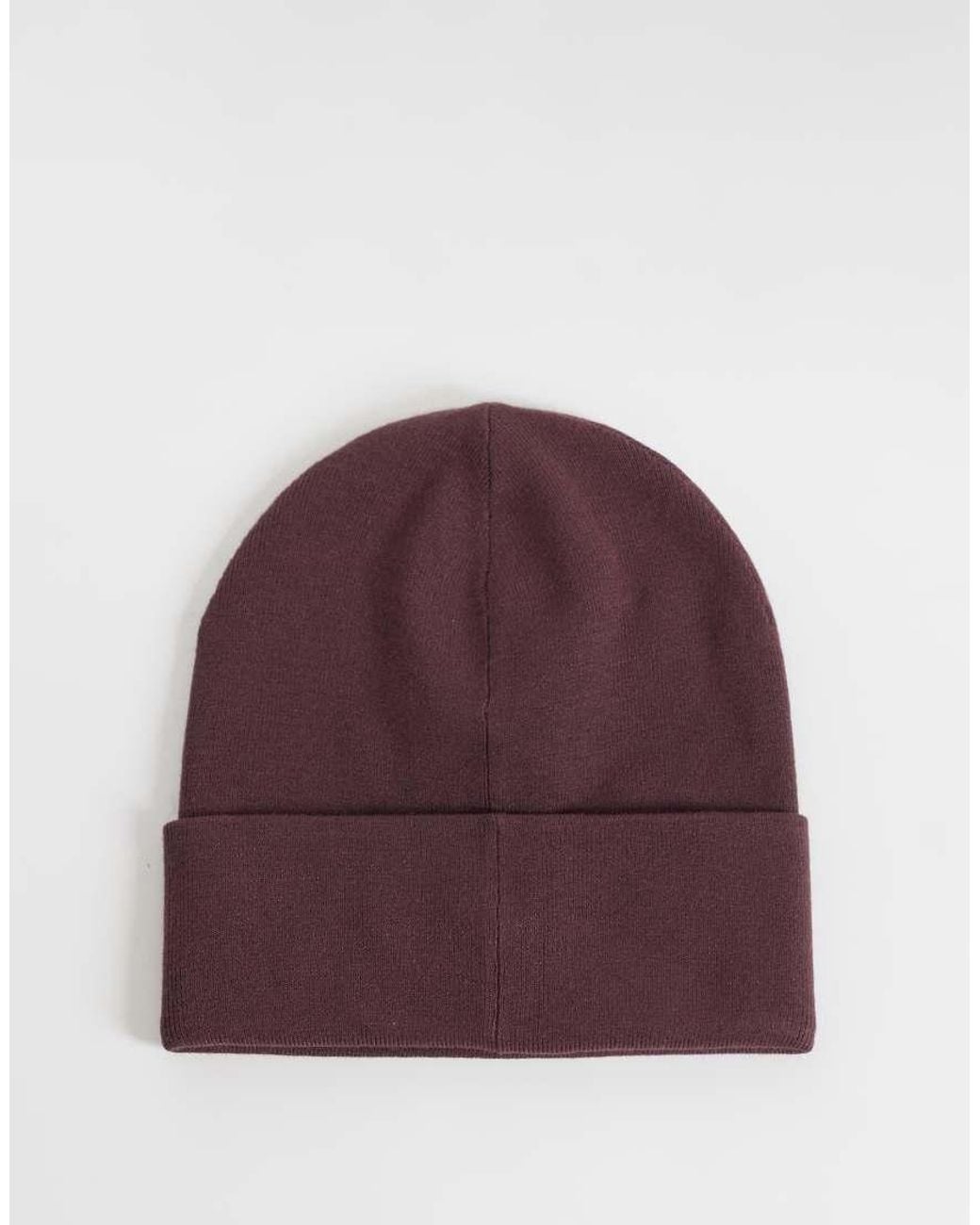 Calvin Klein Purple Monogram Rib Beanie With Pink Logo