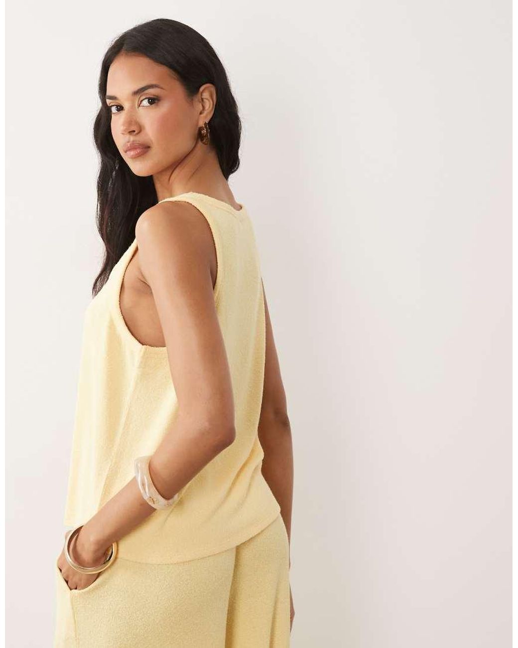 ASOS Natural Textured Knit Scoop Neck Loose Fit Vest Co-Ord