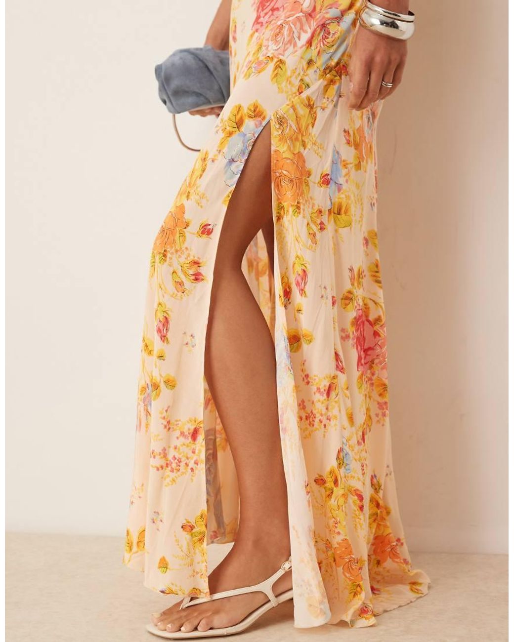 Never Fully Dressed Natural Satin Slip Maxi Dress