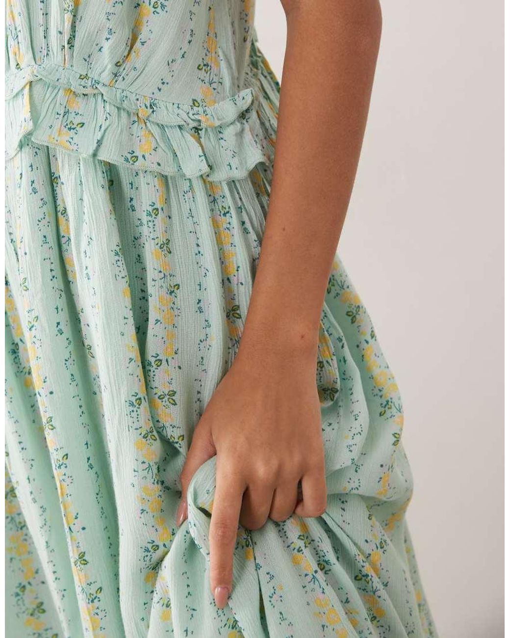 Y.A.S Green Festival Cami Midi Dress With Button Front Detail