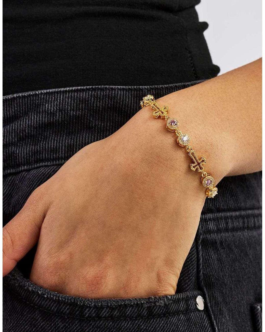 CERNUCCI Black Circle Cz & Cross Outline Multigem Bracelet