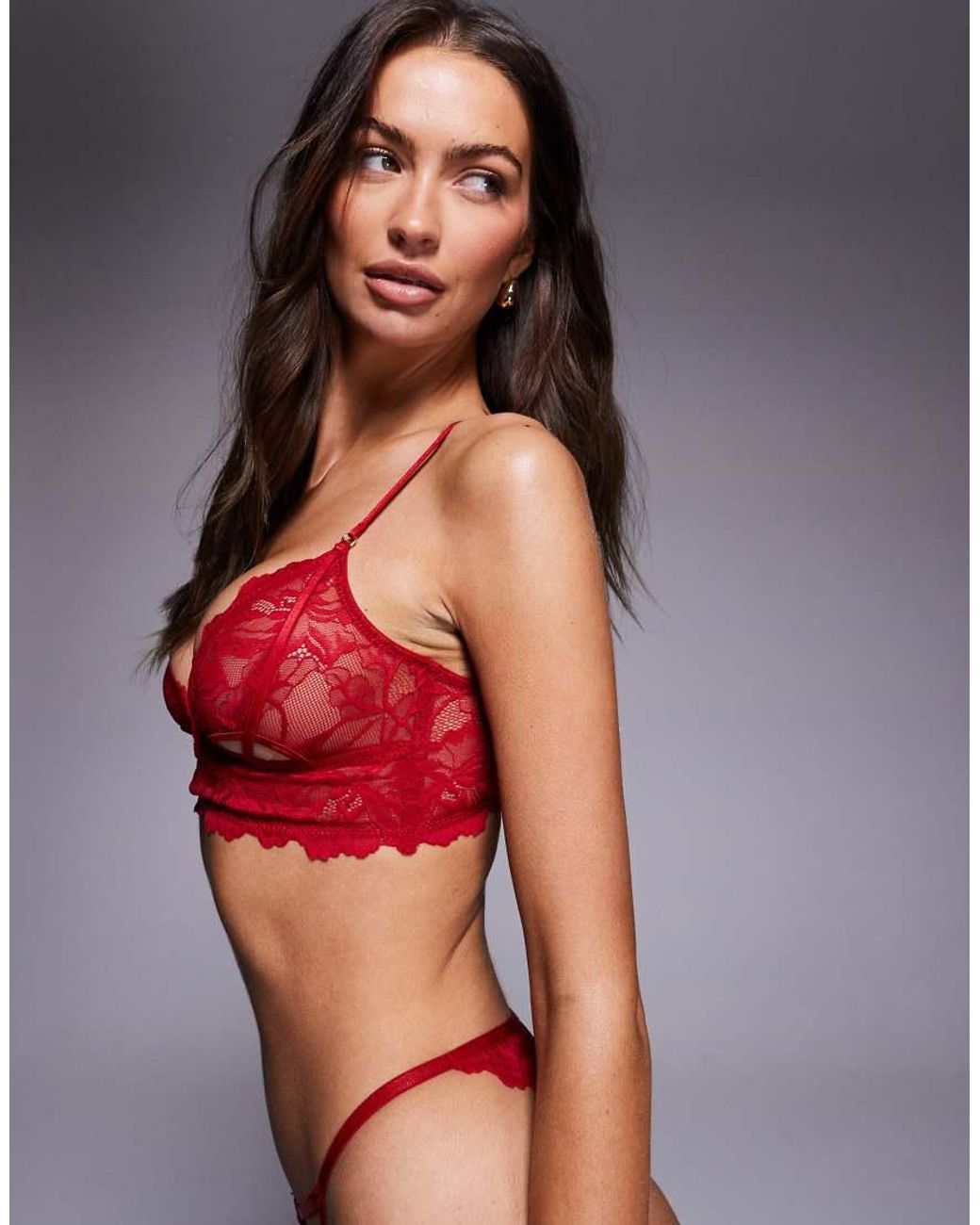 ASOS Red Robbie Lace Cut Out Longline Bra