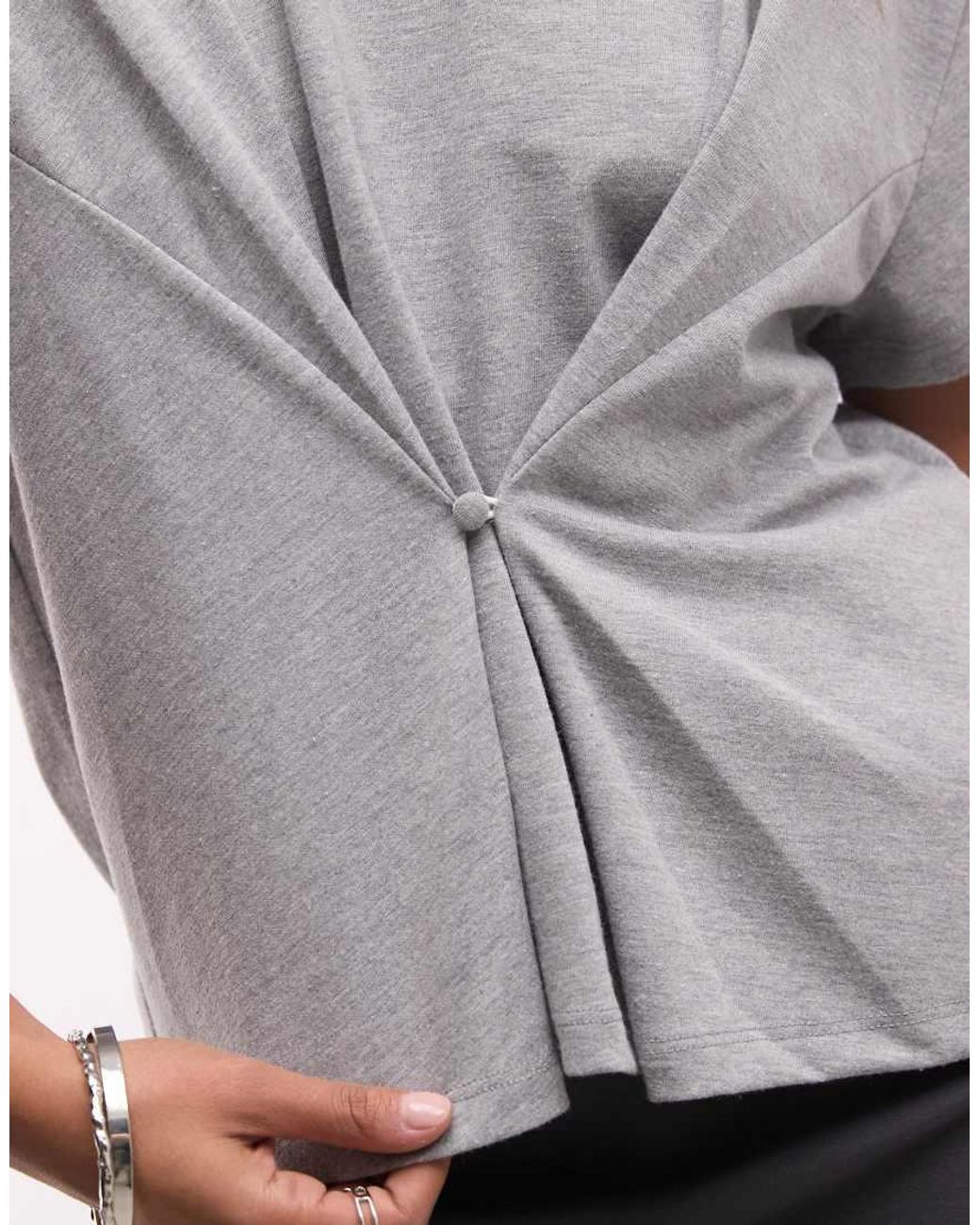 Collusion Gray Short Sleeve Button-front Top