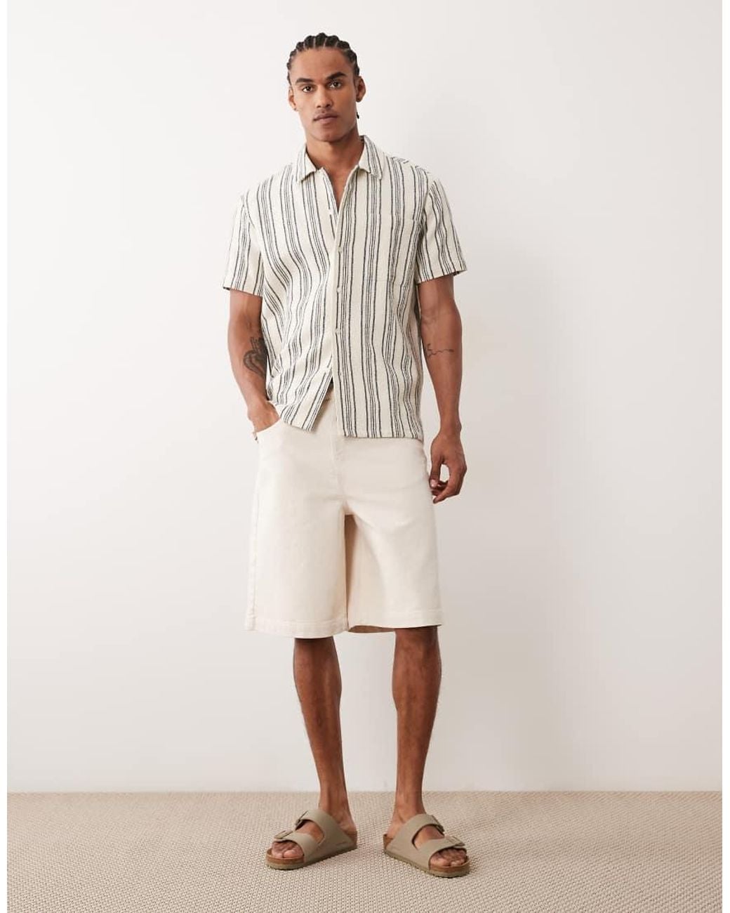 ASOS Natural Longer Length Jort for men