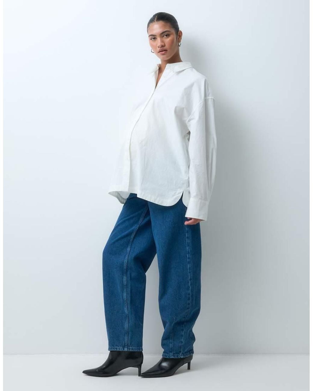 Mama.licious Blue Mamalicious Maternity Under The Bump Barrel Leg Jeans