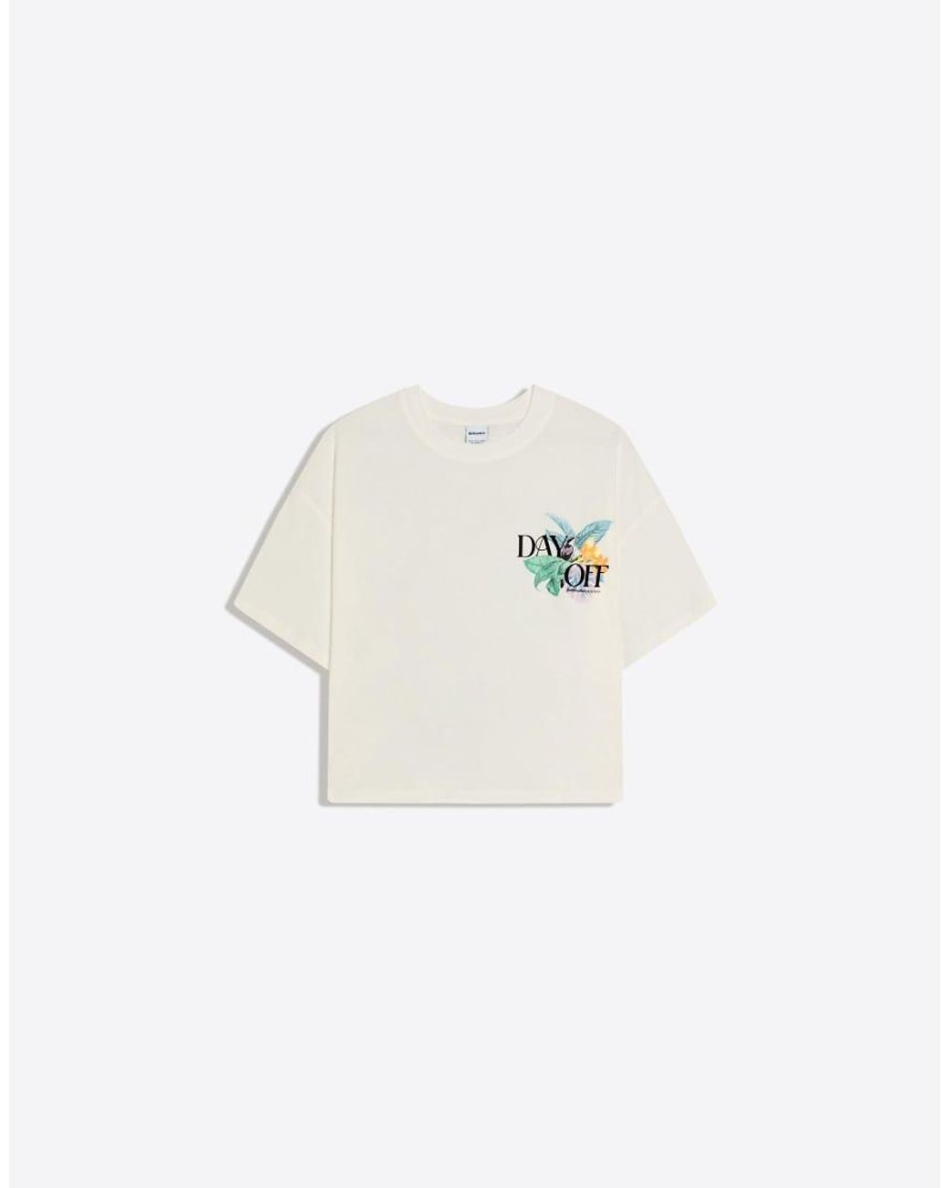 Bershka White Oversize Short Sleeve Print T-shirt