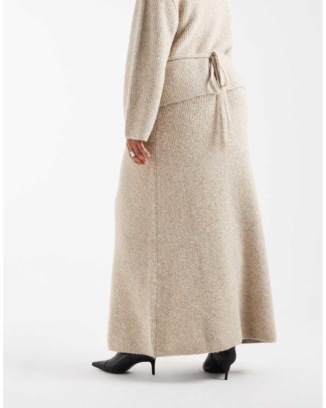 4th & Reckless Natural Wool Feel Soft Knitted Maxi Skirt