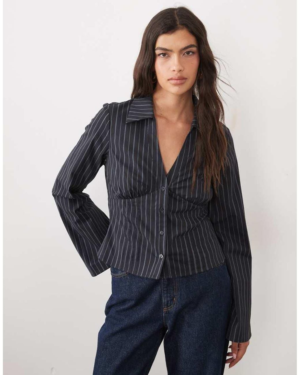 Gina Tricot Blue Corset Style Shirt