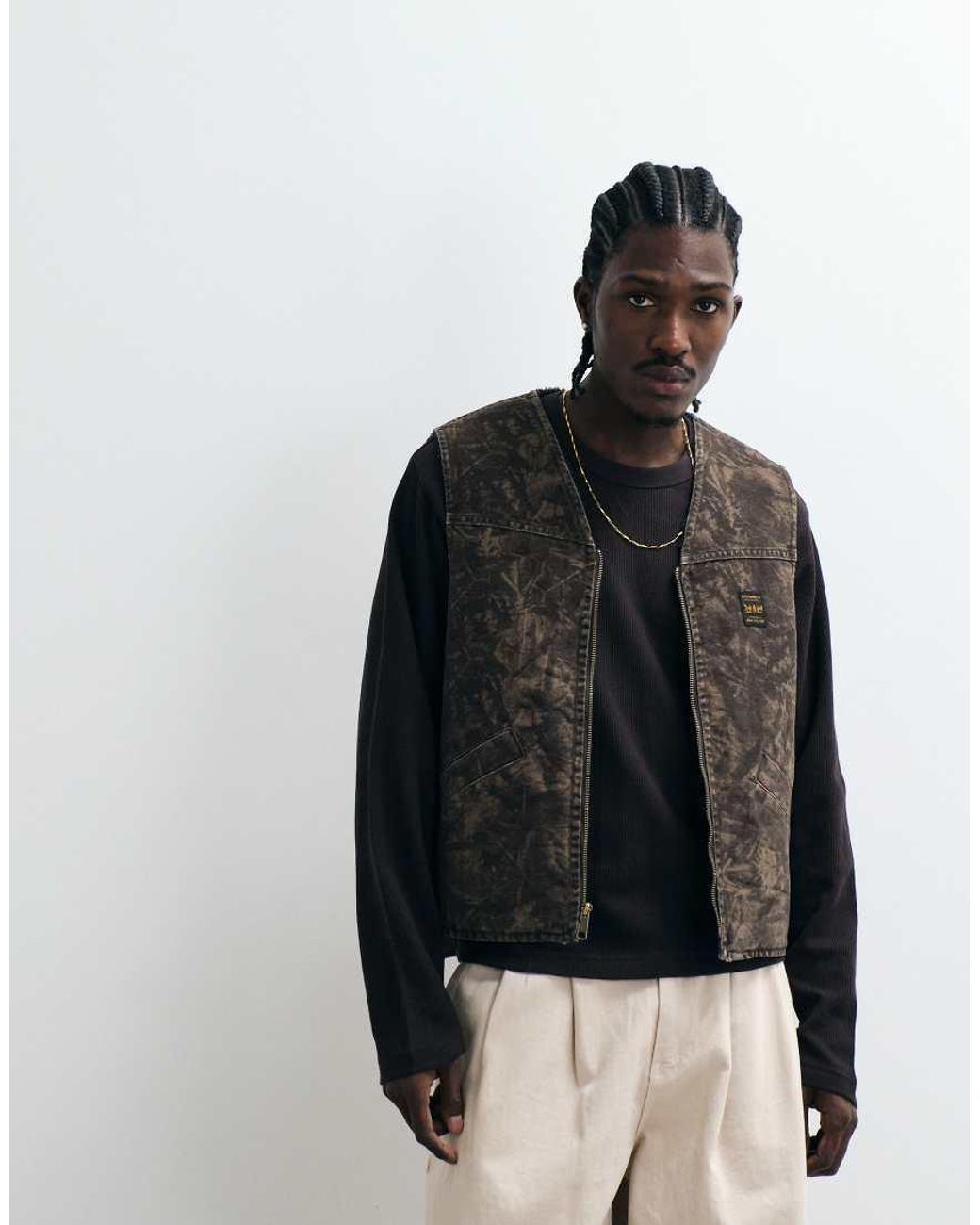 Levi's Black Wokwear Saratoga Denim Camo Vest for men