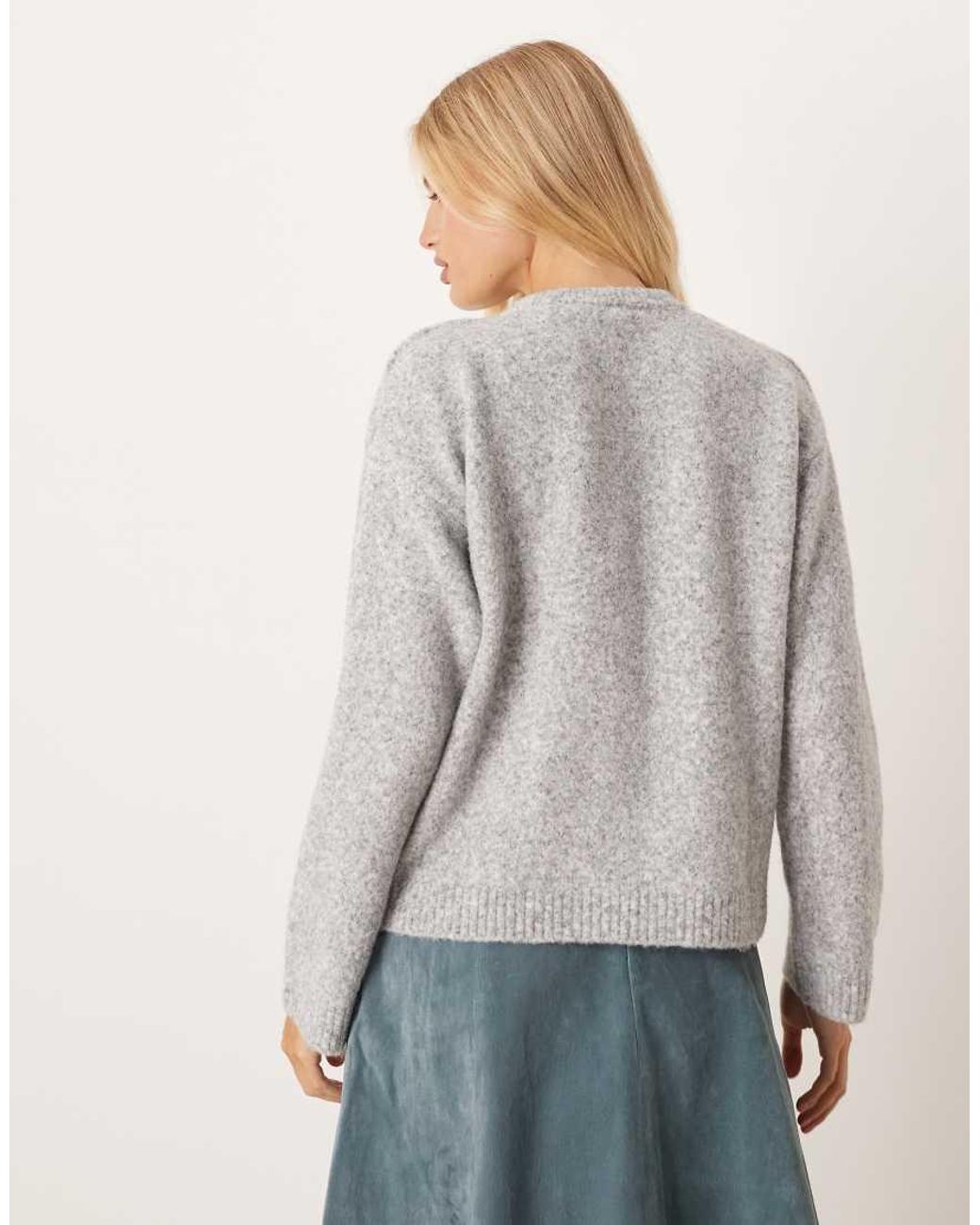 ASOS Blue Knitted Cardigan With Button Interest With Wool