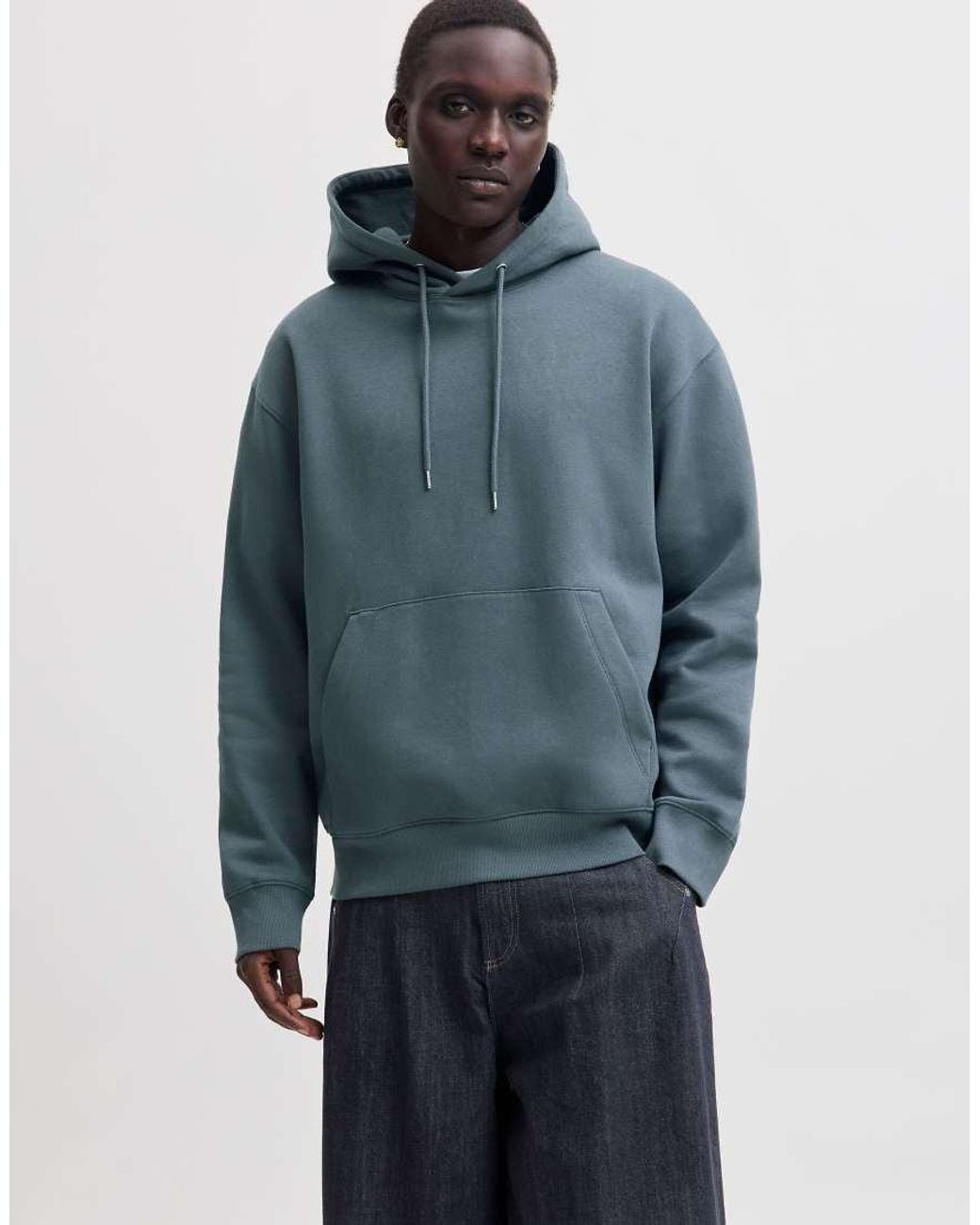 Jack & Jones Blue Ace Relaxed Fit Hoodie Long Sleeve for men