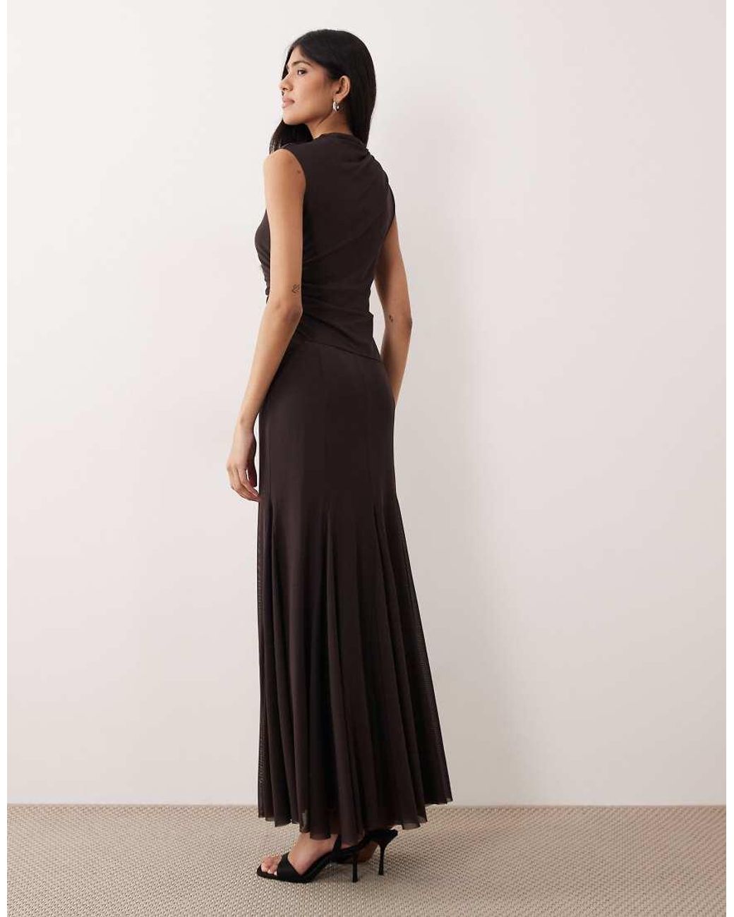 Gina Tricot Brown Dropped Waist Maxi Dress