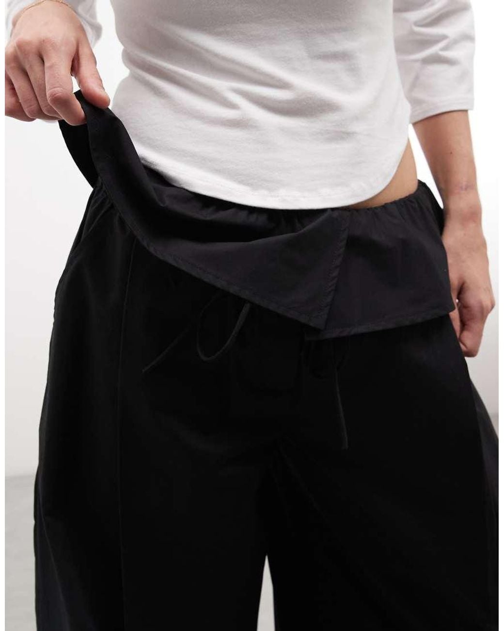 ASOS Black Foldover Waist Detail Pants