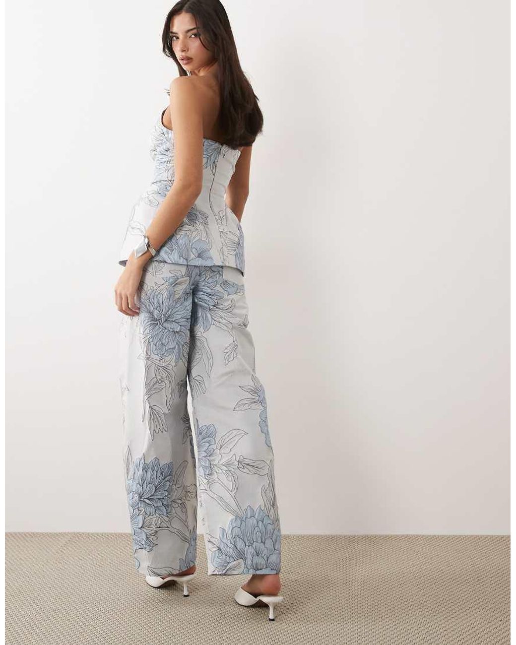 ASOS White Jacquard Barrel Pants