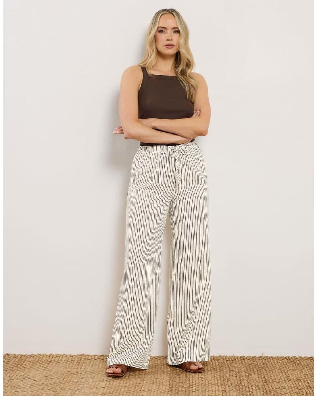 Long Tall Sally White Stripe Wide Leg Trousers