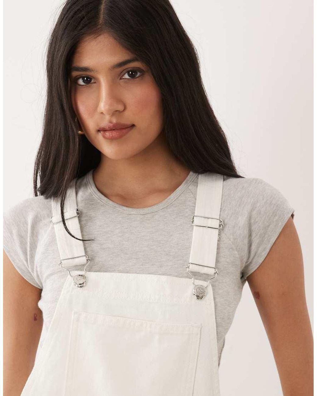 Miss Selfridge Natural Dungaree Playsuit