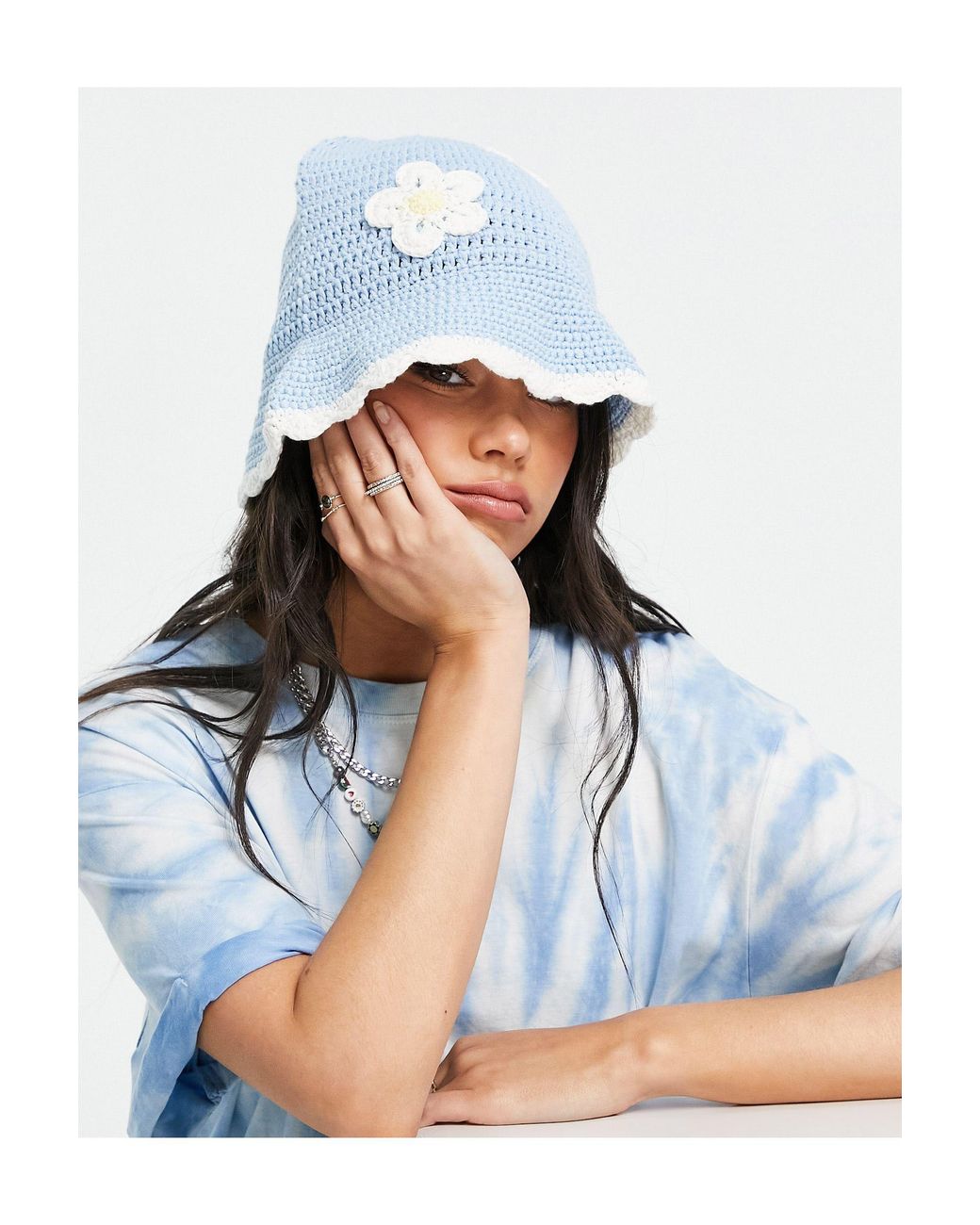 ASOS Crochet Bucket Hat With Daisy 