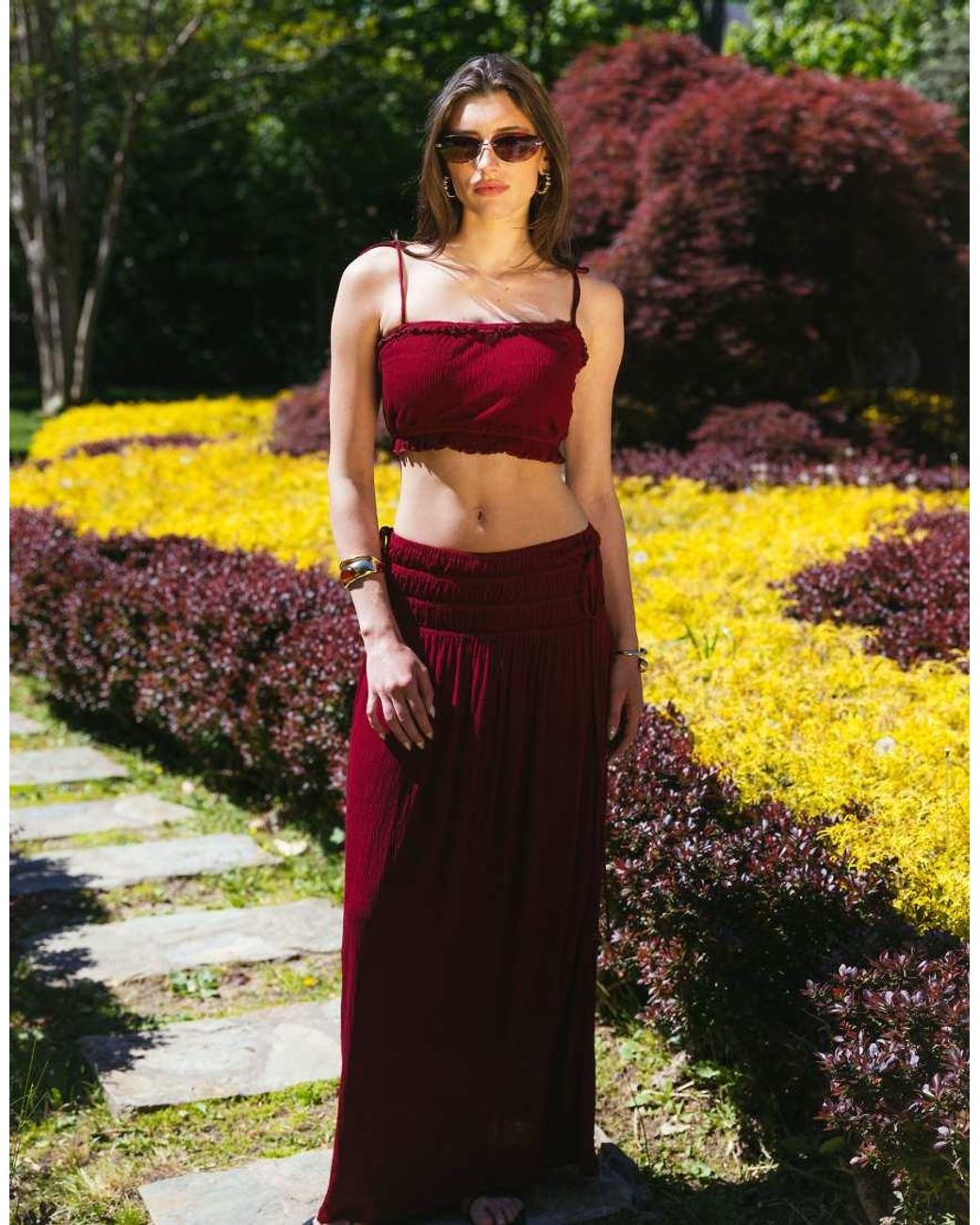 ASOS Brown Tie Shoulders Crinkle Cami Top