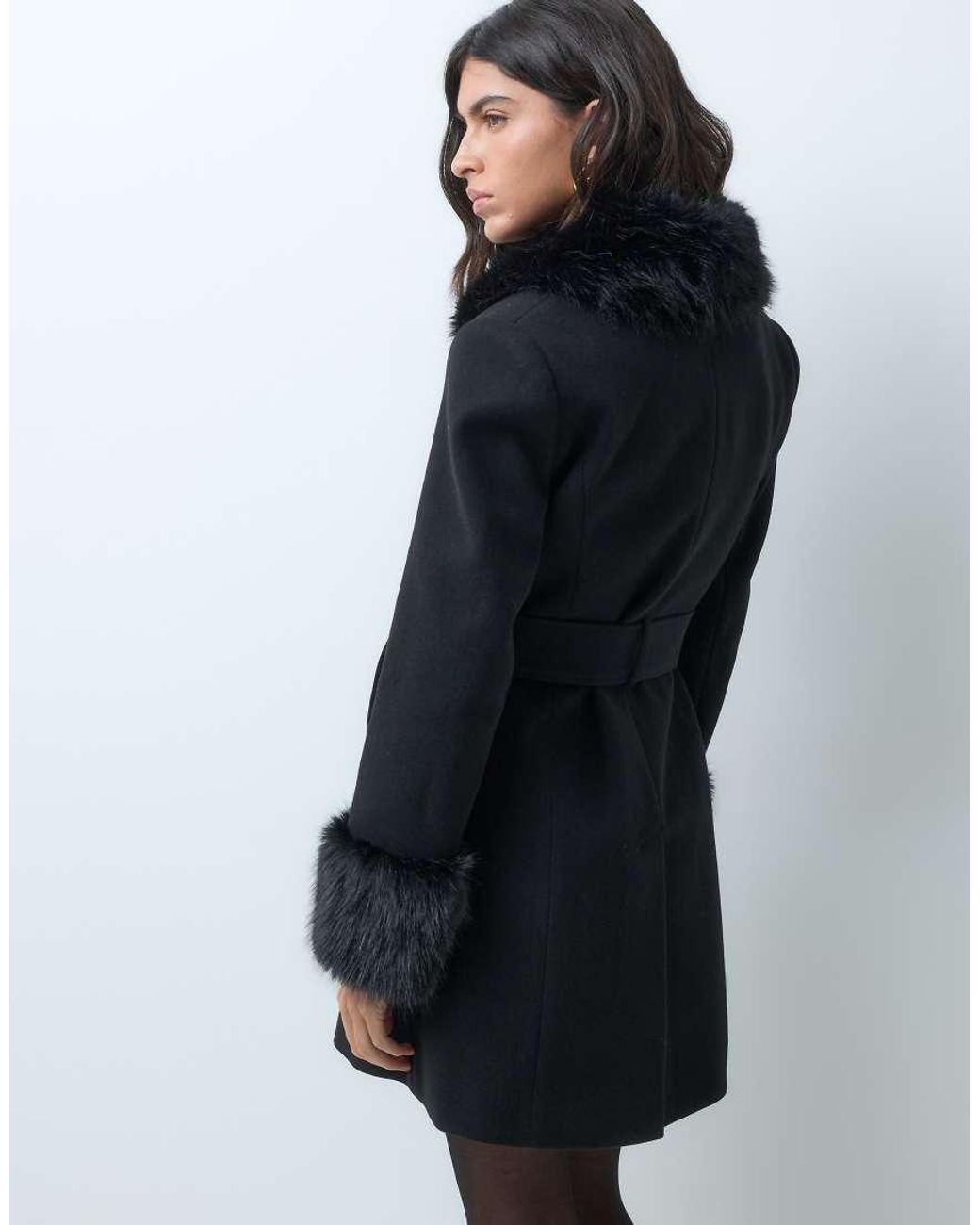 Miss Selfridge Black Formal Belted Coat