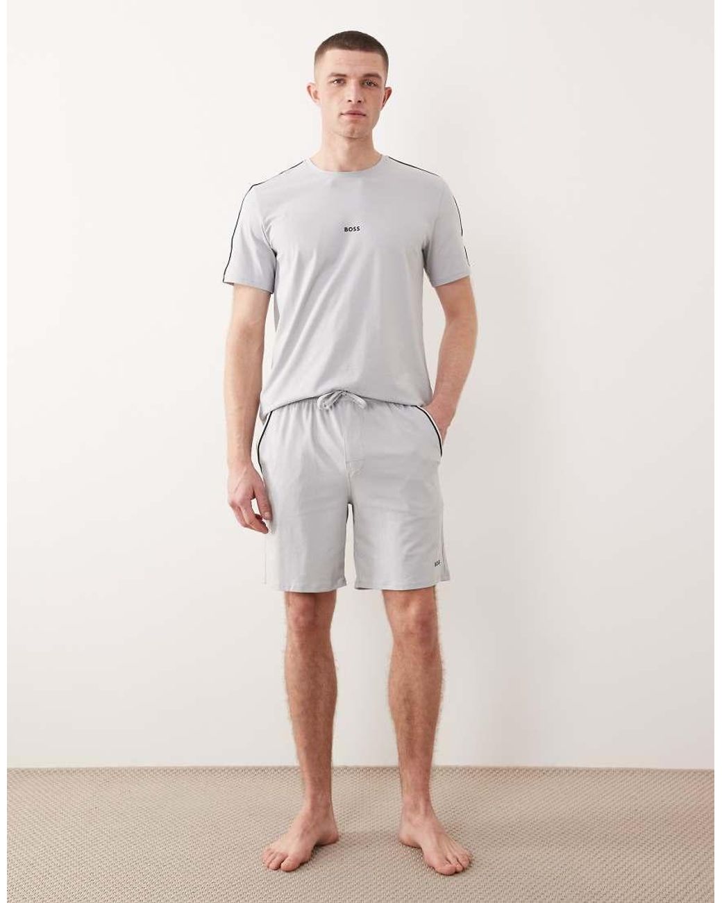 Boss Gray Unique Co-Ord Lounge Shorts for men