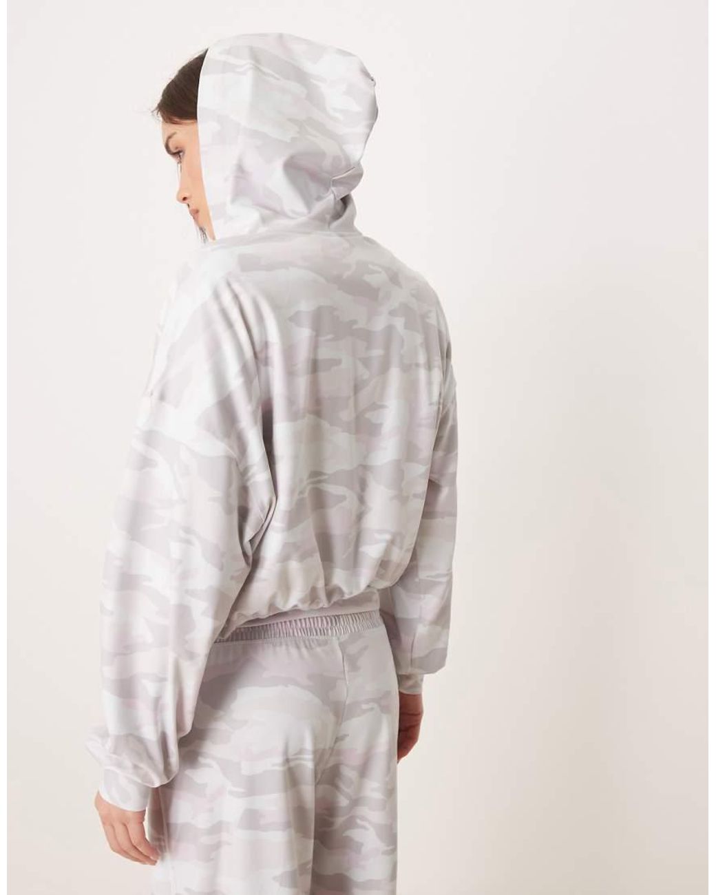 Hollister White Gilly Hicks Slouchy Crop Full Zip Hoodie Co-Ord
