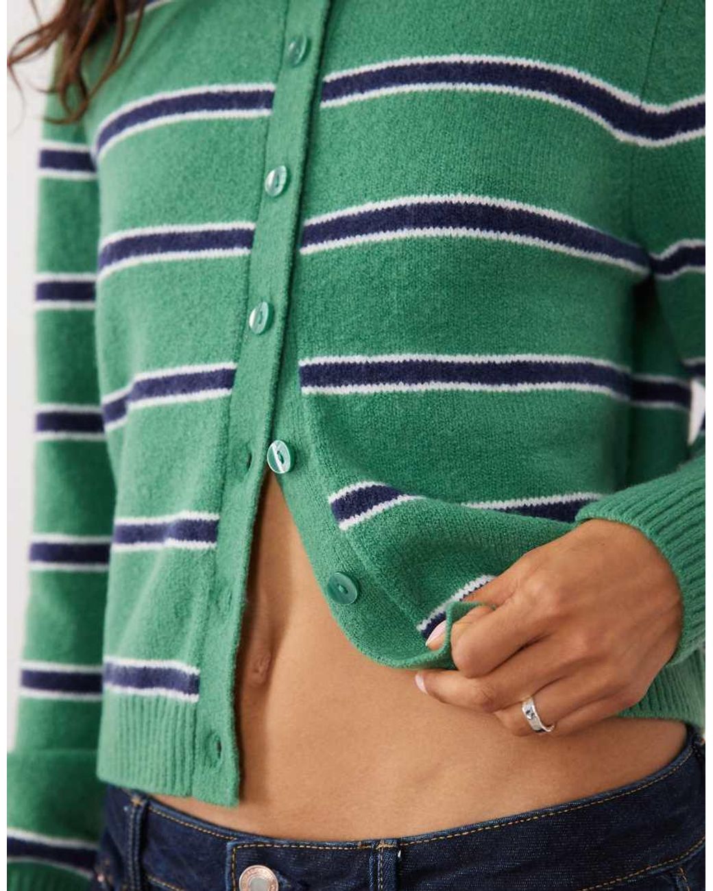Abercrombie & Fitch Green Wool Blend Cardigan With Collar