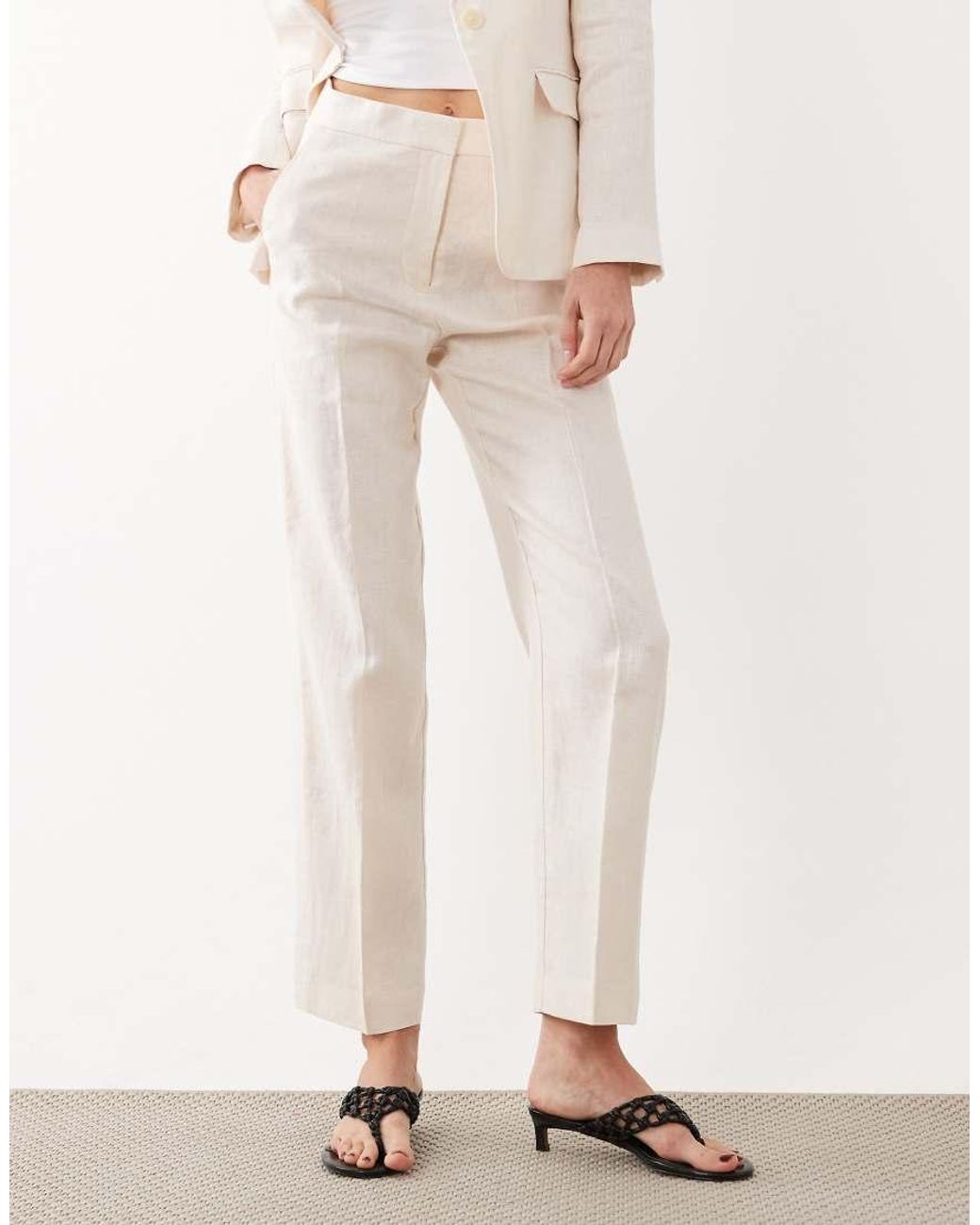 Mango Natural Boreli 100% Linen Tailored Straight Trouser Co-ord