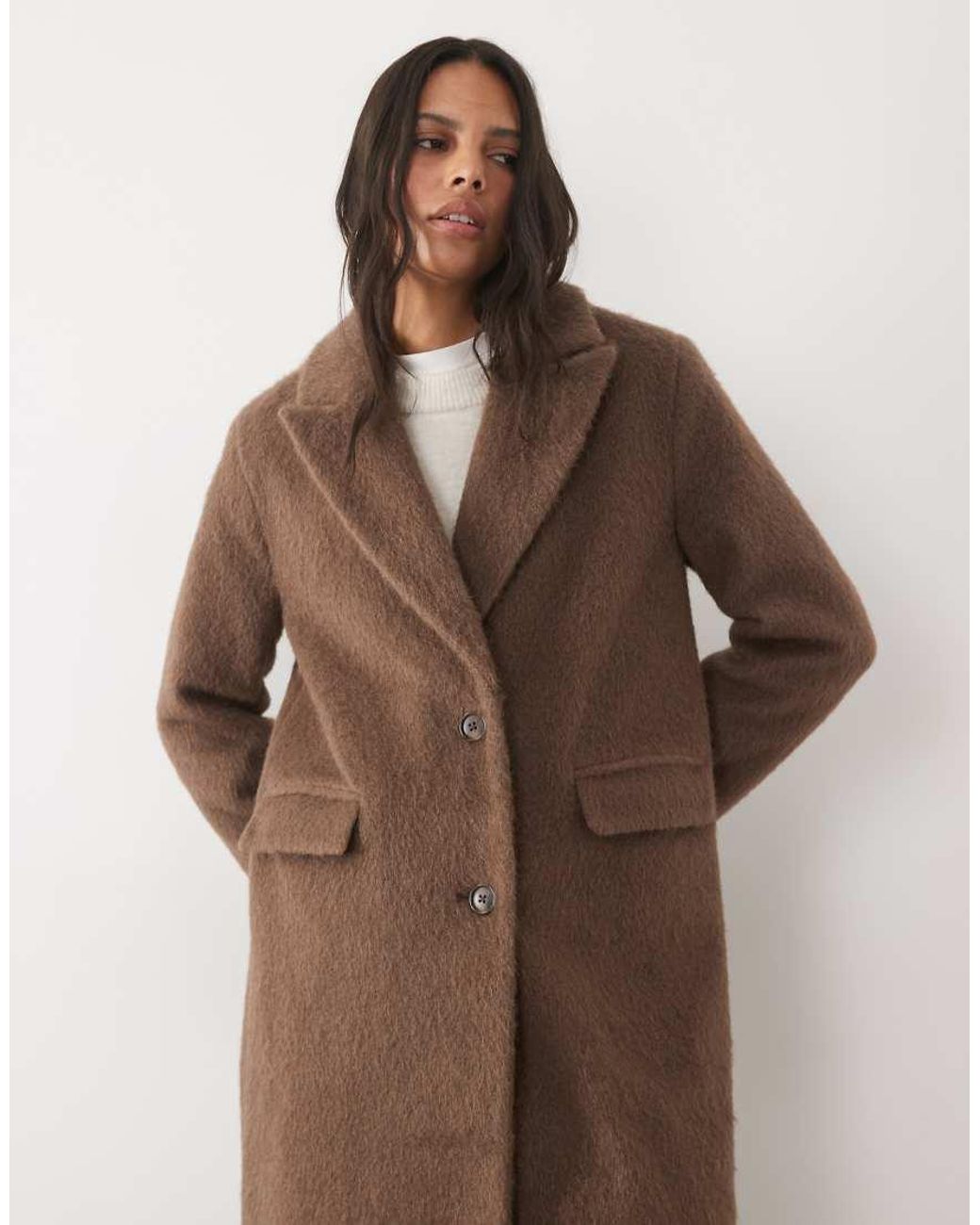 New Look Natural Brushed Longline Formal Coat