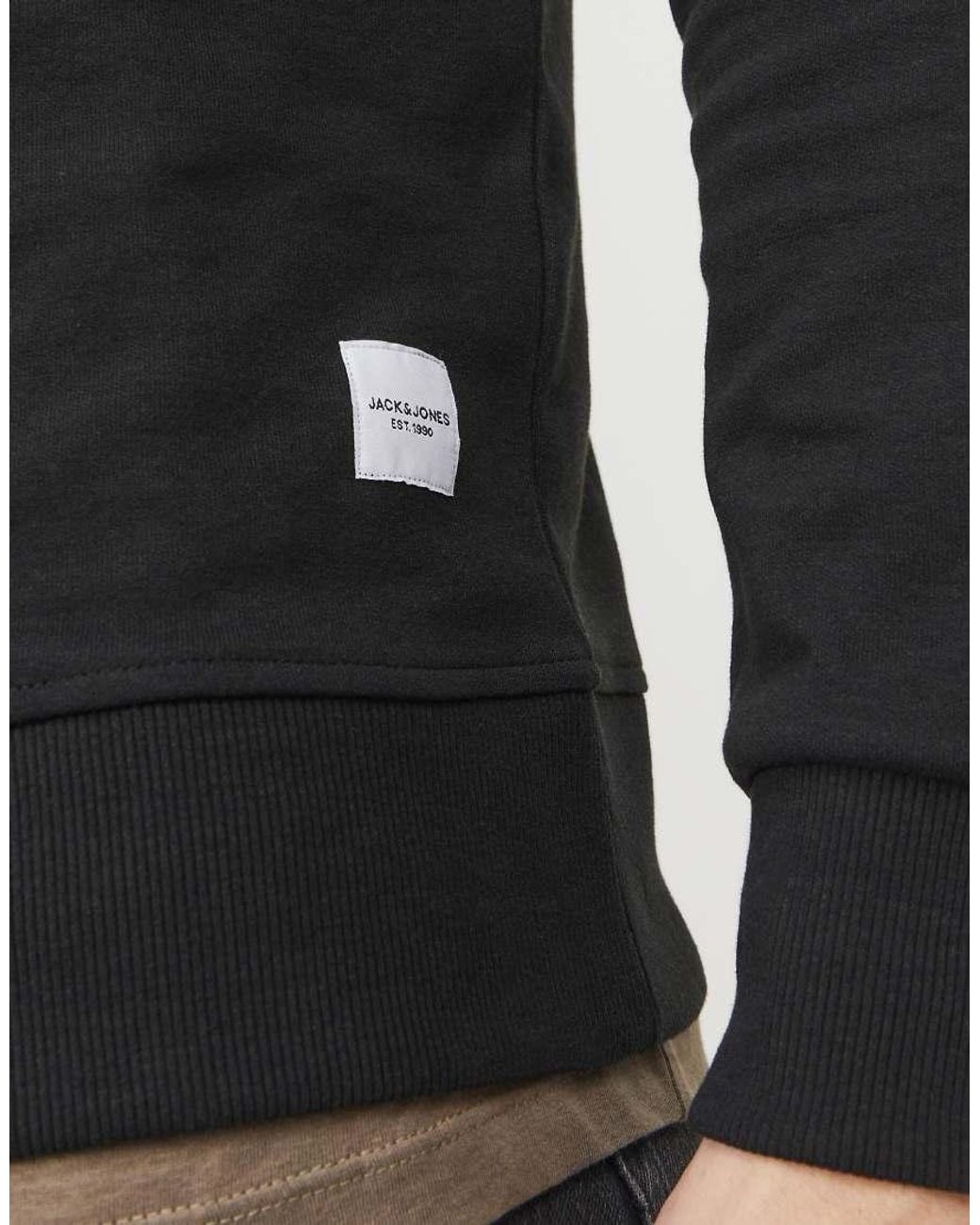 Jack & Jones Black Basic Standard Fit Crew Neck Sweatshirt for men