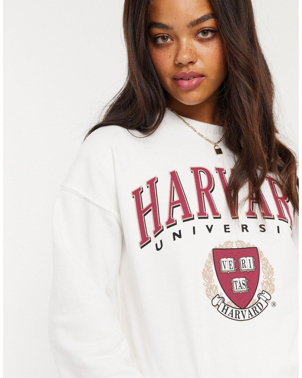 Stradivarius Harvard Collegiate Sweatshirt in White | Lyst