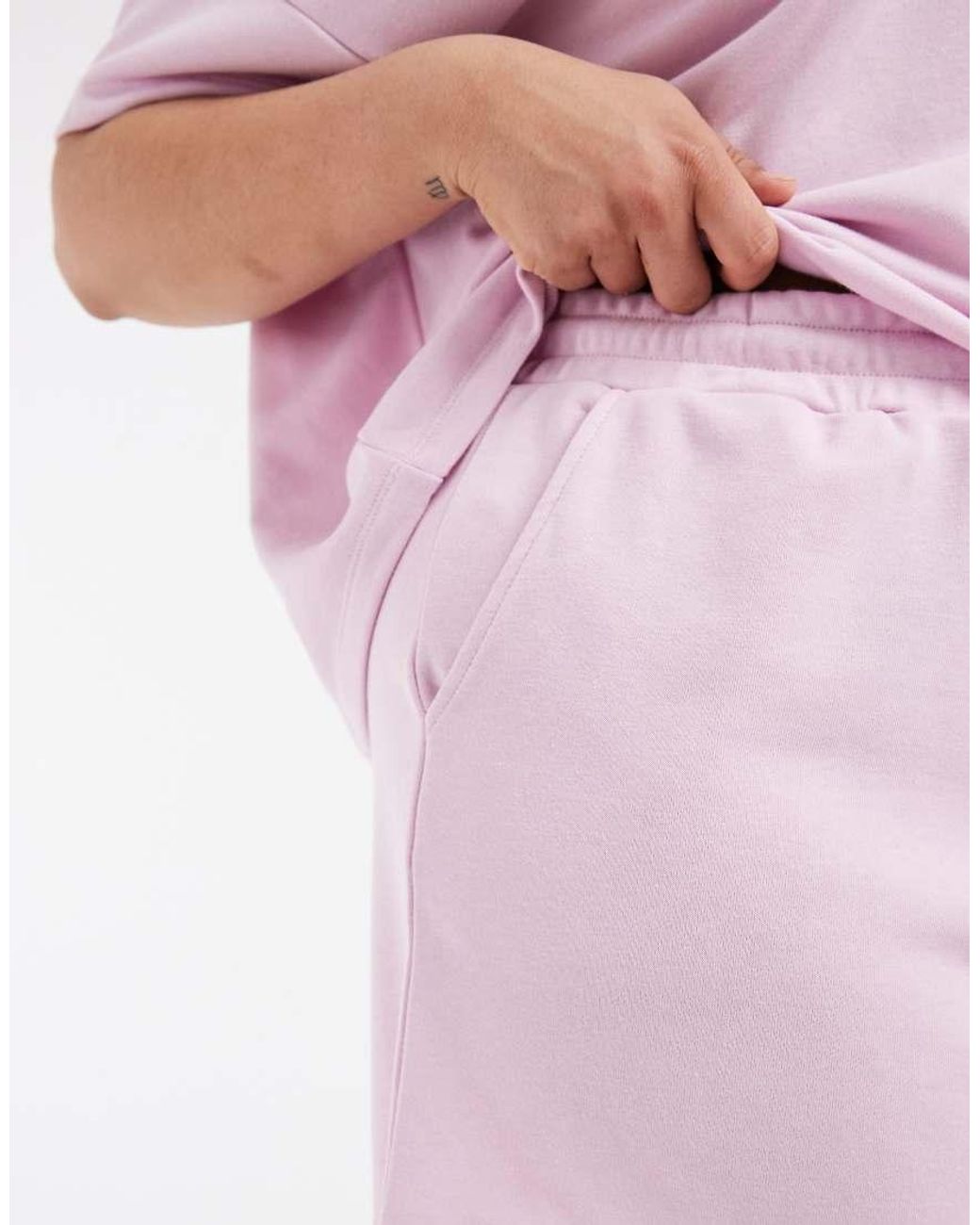 Pieces Plus Pink Pieces Curve High Waist Sweat Shorts Co-Ord