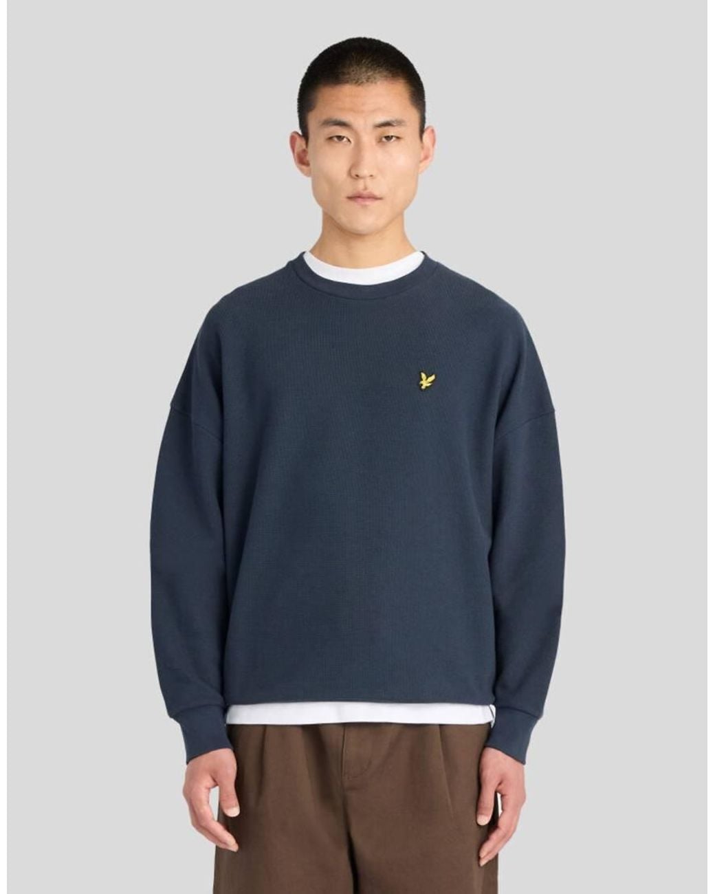 Lyle & Scott Blue Mid Layers Geo Rib Crewneck Sweatshirt for men
