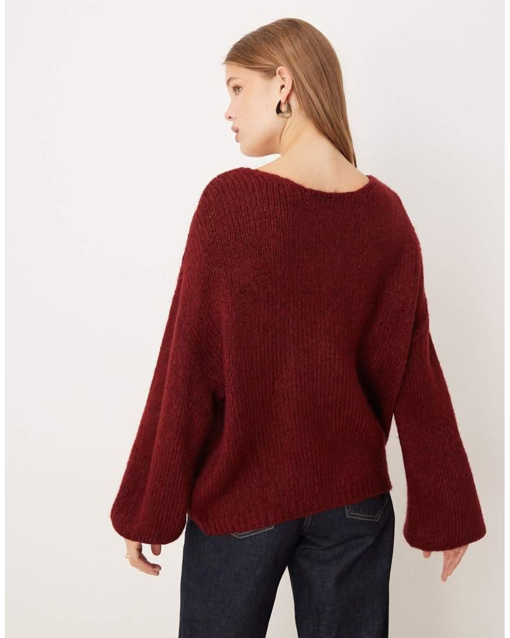 Jdy Red Oversized Reversible Knit Jumper