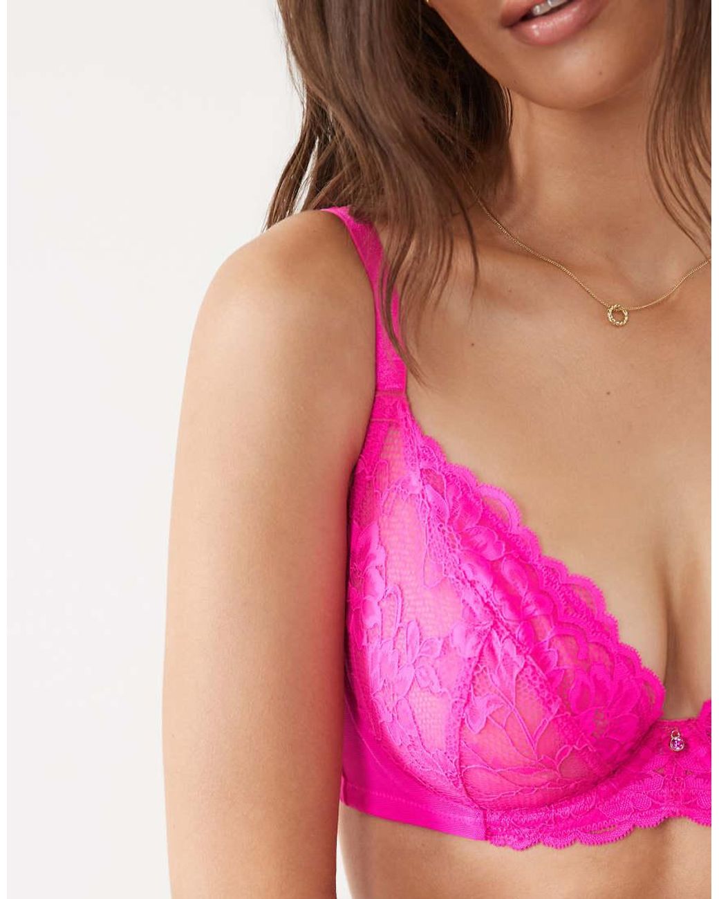 Ann Summers Pink Fuller Bust Sexy Lace Non Padded Plunge Bra