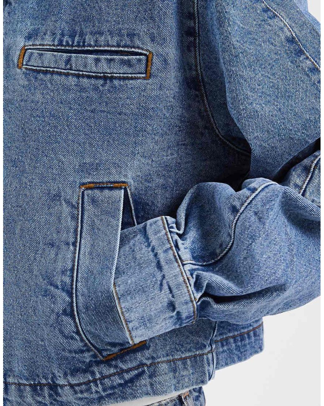 Noisy May Blue Boxy Zip Thru Denim Jacket